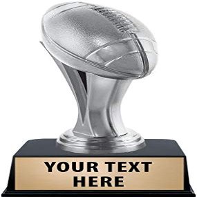 Crown Awards Football Trophies with Custom Engraving, 6" Personalized Silver Iconz Football Trophy On Black Base 10 Pack