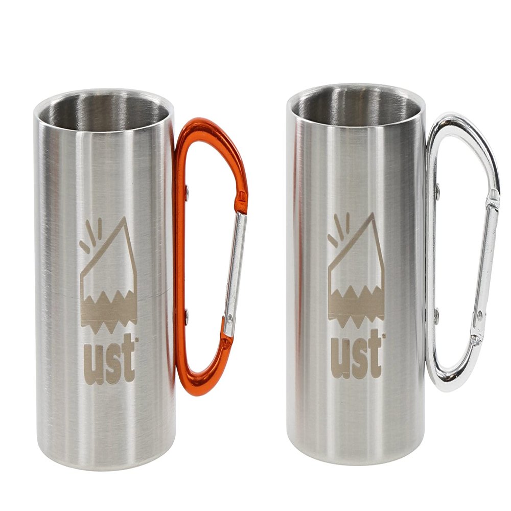 ust KLIPP Biner Mug 1.0 with 9 Fl Oz Capacity, Carabiner Handle and Stainless Steel Construction for Hiking, Camping, Backpacking, Travel and Outdoor Survival, 4 pk, One Size (20-12564)