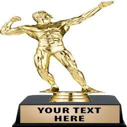 Crown Awards Bodybuilding Trophies with Custom Engraving, 6" Personalized Male Bodybuilder Trophy On Black Base 10 Pack