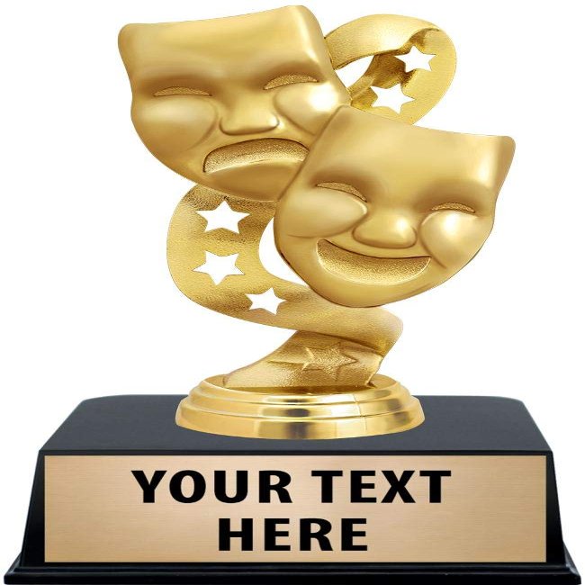 Crown Awards Drama Trophies with Custom Engraving, 6" Personalized Gold Drama Masks Trophy On Black Base 10 Pack