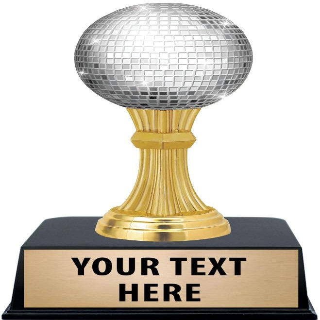 Crown Awards Disco Ball Trophies with Custom Engraving, 6" Personalized Glimmer Ball Dance Trophy On Black Base 10 Pack