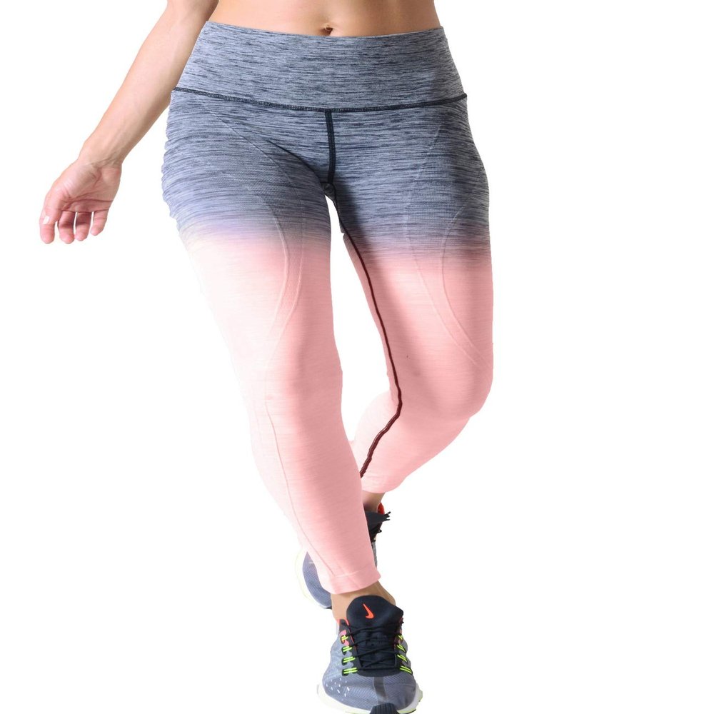 Women's Workout Training Leggings Ombre Space Dye Ultrasoft Stretchy Athletic Yoga Pants Tights (Coral, Extra Large)