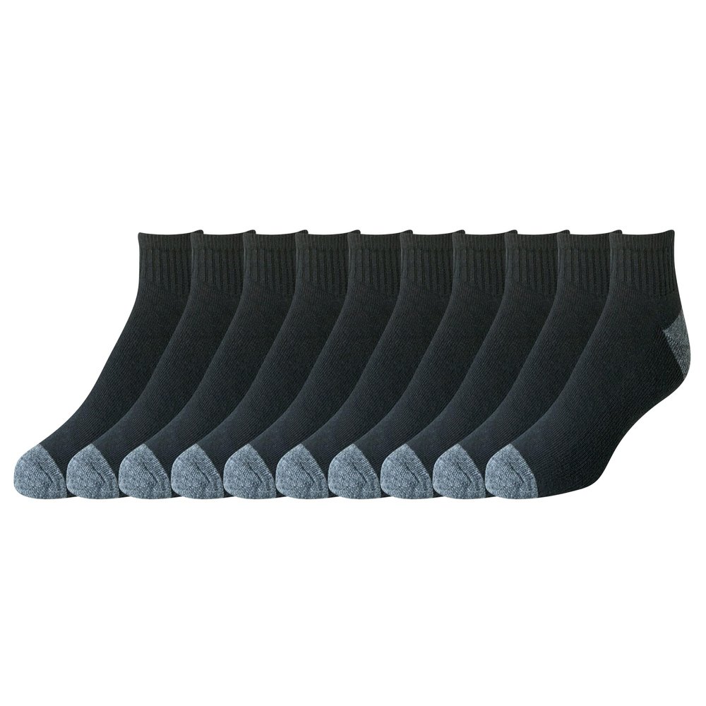 Amazon Essentials Men's 10-Pack Cotton Half Cushioned Ankle Socks, Black, Shoe Size: 12-14