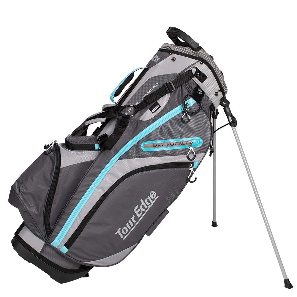 Tour Edge Hot Launch Xtreme Stand 5.0 Bag-Silver-Blue, one Size (UBAHESB06)