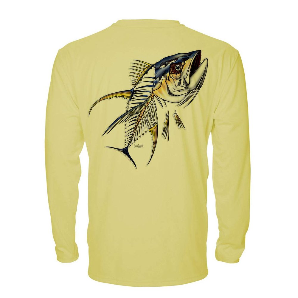 Denali Performance Men's UPF 50+ ProtectUV Long Sleeve T-Shirt - Yellowfin Tuna Design by Marcos Augusto, XL Yellow