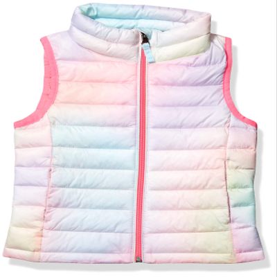 Amazon Essentials Girls' Lightweight Water-Resistant Packable Puffer Vest, Pink Ombre, X-Large