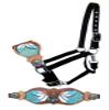 Showman Leather Bronc Halter w/Teal Dream Catcher & Feather Design view 1