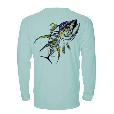 Denali Performance Men's UPF 50+ ProtectUV Long Sleeve T-Shirt - Yellowfin Tuna Design by Marcos Augusto, Medium Green