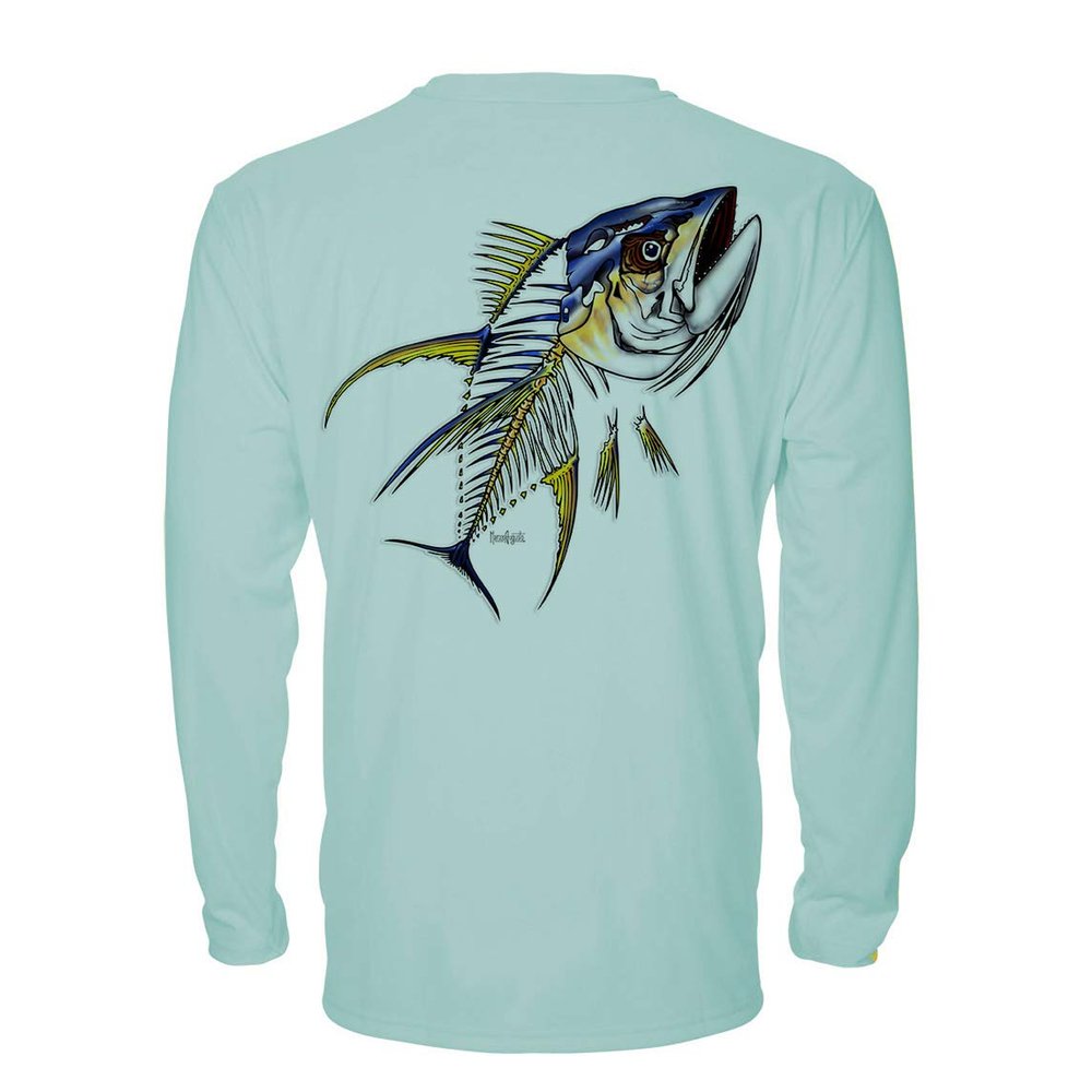 Denali Performance Men's UPF 50+ ProtectUV Long Sleeve T-Shirt - Yellowfin Tuna Design by Marcos Augusto, Medium Green