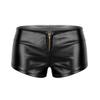Agoky Women's Wet Look PVC Leather Zipper Front Low Waisted Hot Boyshorts Night Club Booty Shorts Bottoms Black Small view 1
