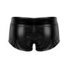 Agoky Women's Wet Look PVC Leather Zipper Front Low Waisted Hot Boyshorts Night Club Booty Shorts Bottoms Black Small view 2