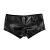 Agoky Women's Wet Look PVC Leather Zipper Front Low Waisted Hot Boyshorts Night Club Booty Shorts Bottoms Black Small view 3
