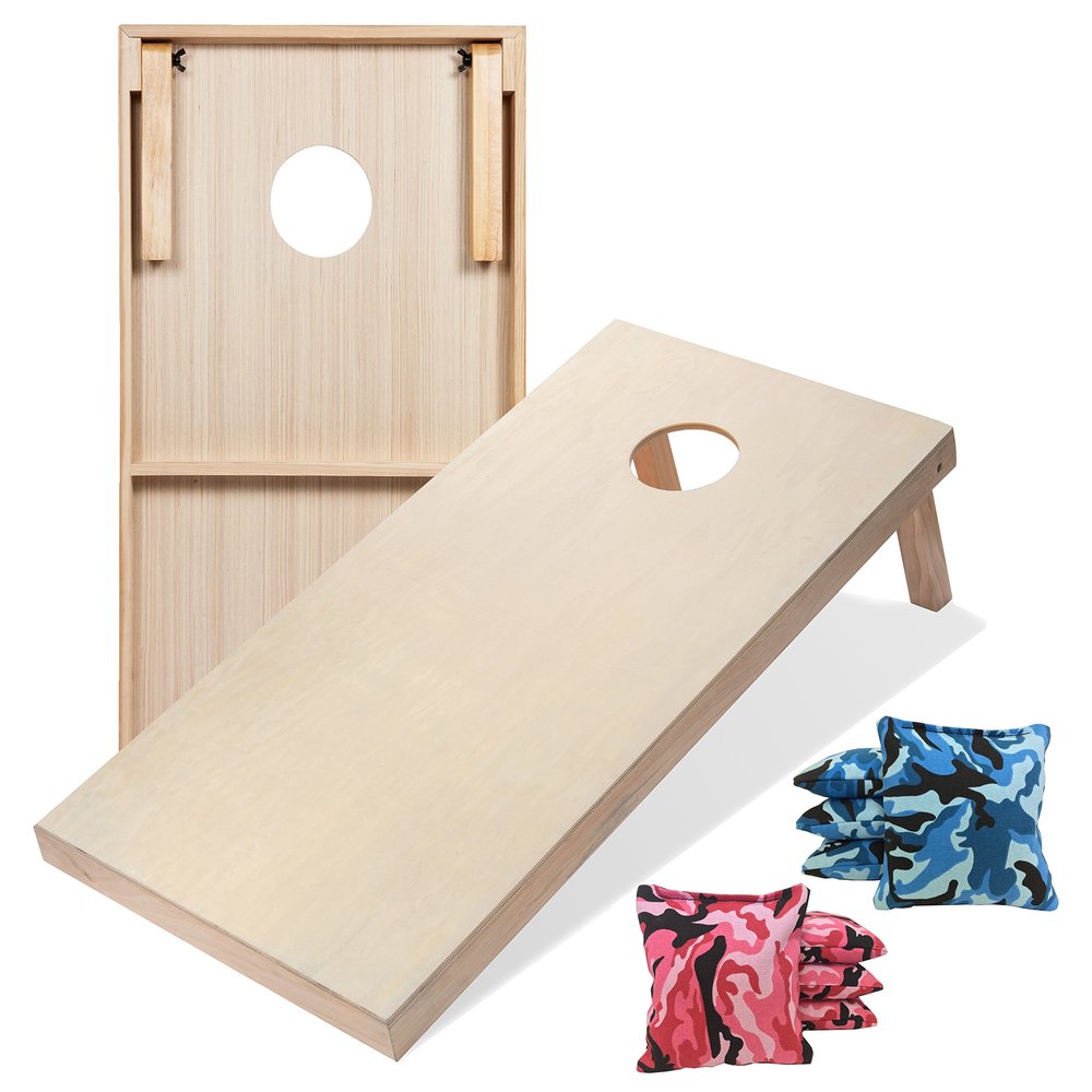Tailgating Pros Premium Cornhole Game - Regulation or Tailgating Size Corn Hole Boards w/Corn Filled Bags & Optional LED Lights