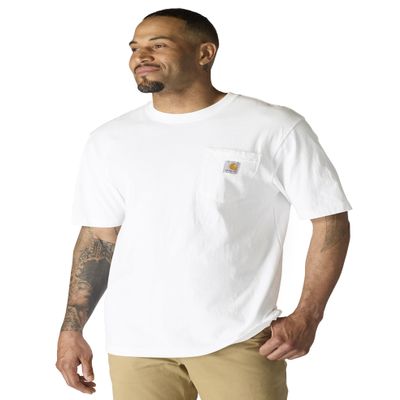 Carhartt Mens Loose Fit Heavyweight Short-Sleeve Pocket Work-Utility-t-Shirts, White, 4X-Large Tall US