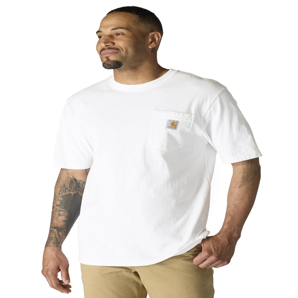 Carhartt Mens Loose Fit Heavyweight Short-Sleeve Pocket Work-Utility-t-Shirts, White, 4X-Large Tall US