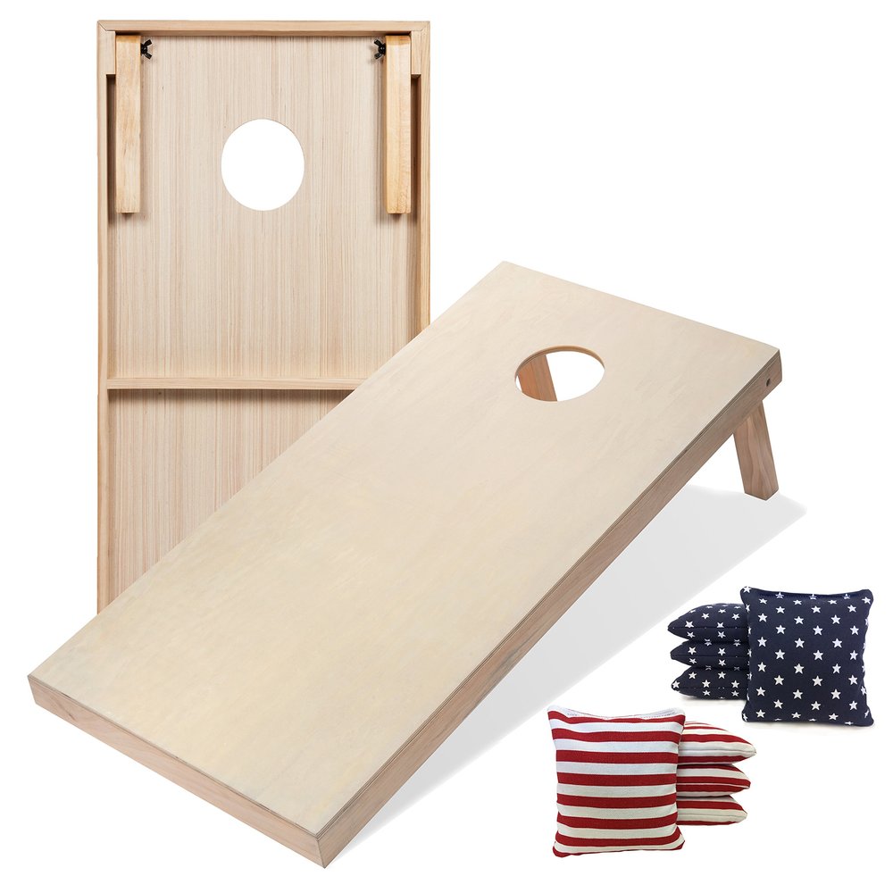 Tailgating Pros Premium Cornhole Game - Regulation or Tailgating Size Corn Hole Boards w/Corn Filled Bags & Optional LED Lights