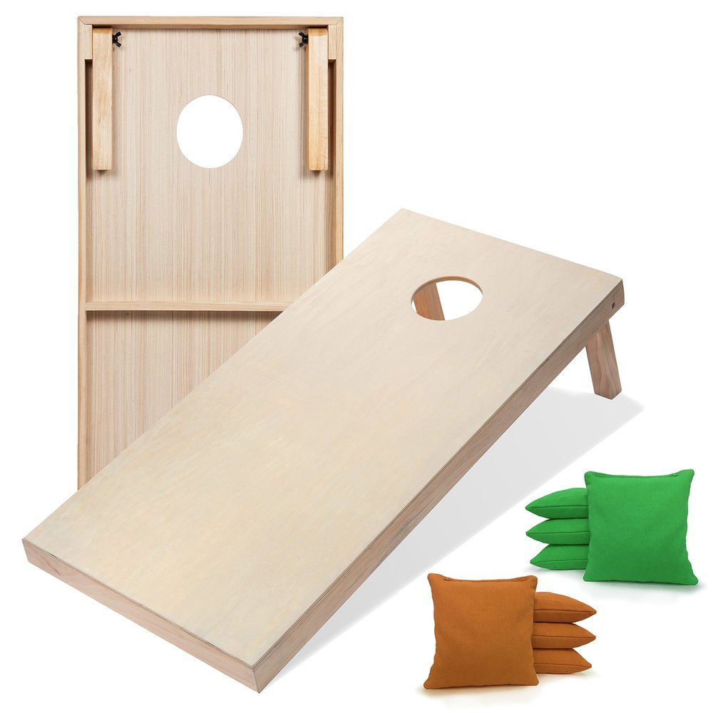 Tailgating Pros Premium Cornhole Game - Regulation or Tailgating Size Corn Hole Boards w/Corn Filled Bags & Optional LED Lights