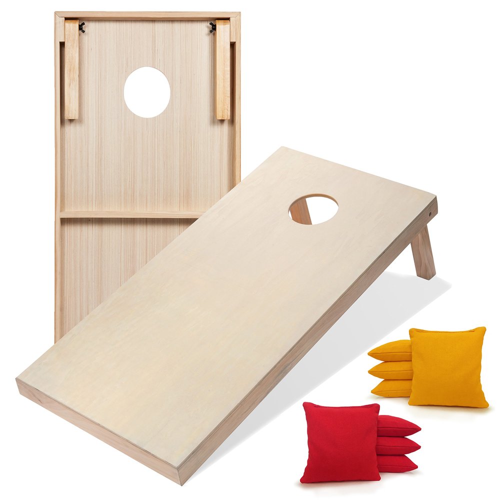 Tailgating Pros Premium Cornhole Game - Regulation or Tailgating Size Corn Hole Boards w/Corn Filled Bags & Optional LED Lights