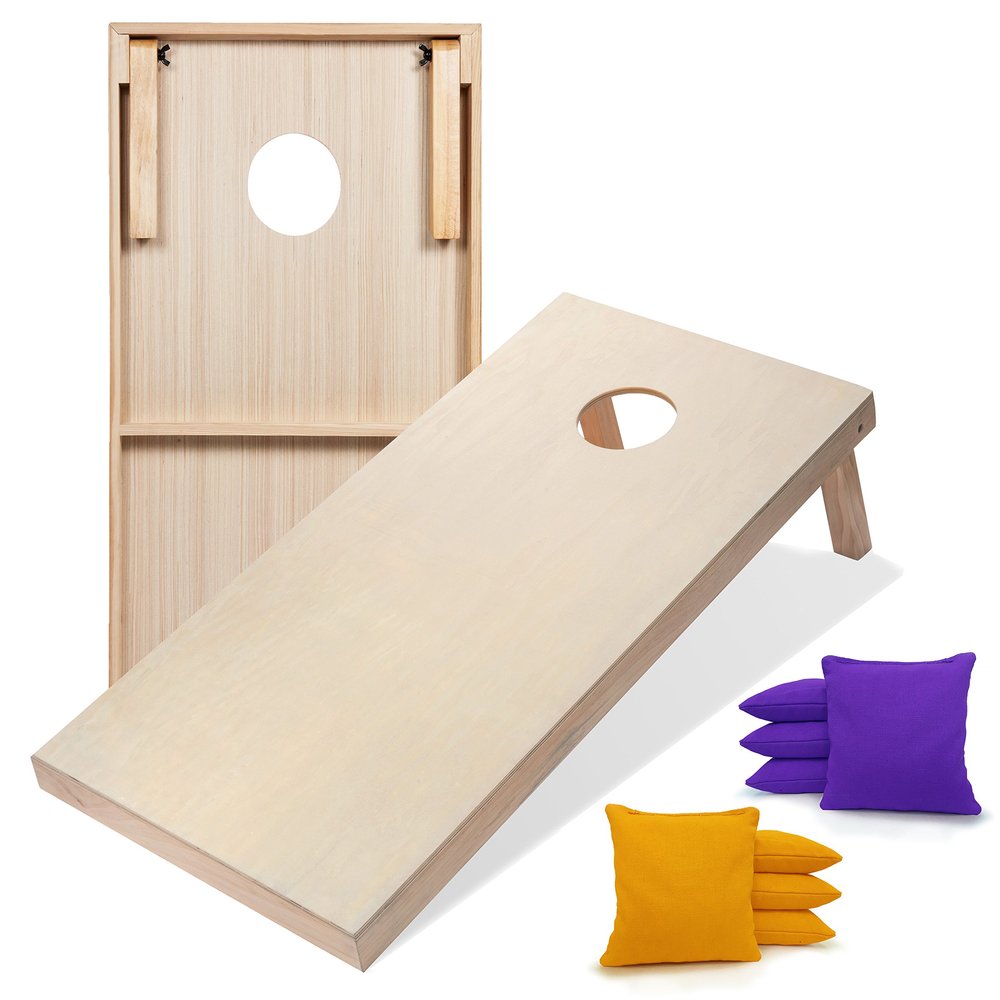 Tailgating Pros Premium Cornhole Game - Regulation or Tailgating Size Corn Hole Boards w/Corn Filled Bags & Optional LED Lights