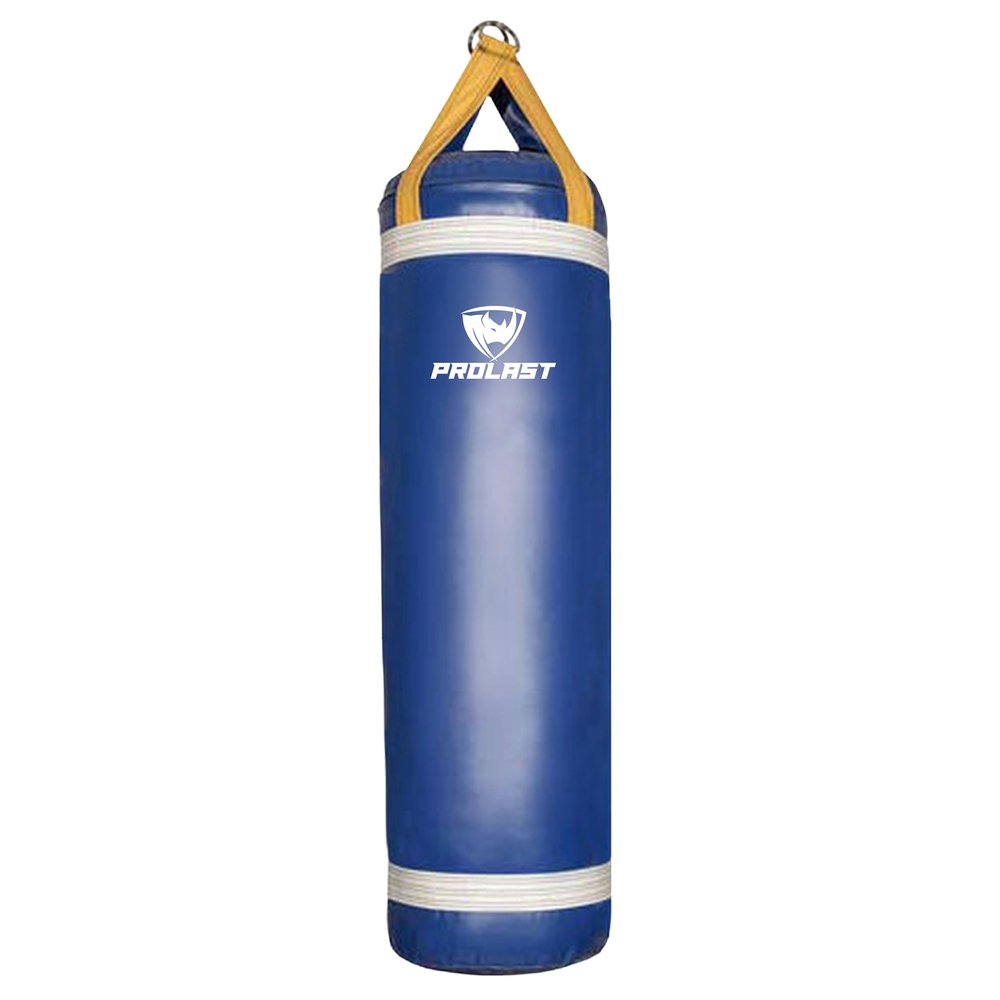 PROLAST 4 ft 80lb Heavy Boxing Punching Bag, Muay Thai, MMA, Strength Training Equipment, Hanging, Unfilled, No D Ring, Rhino Logo, Blue/Yellow