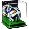 Better Display Cases Acrylic Mini - Miniature (not Full Size) Soccer Ball Display Case with Mirror Case, Red Risers and Turf Base (B03/A015) view 1