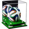 Better Display Cases Acrylic Mini - Miniature (not Full Size) Soccer Ball Display Case with Mirror Case, White Risers and Turf Base (B03/A015) view 1