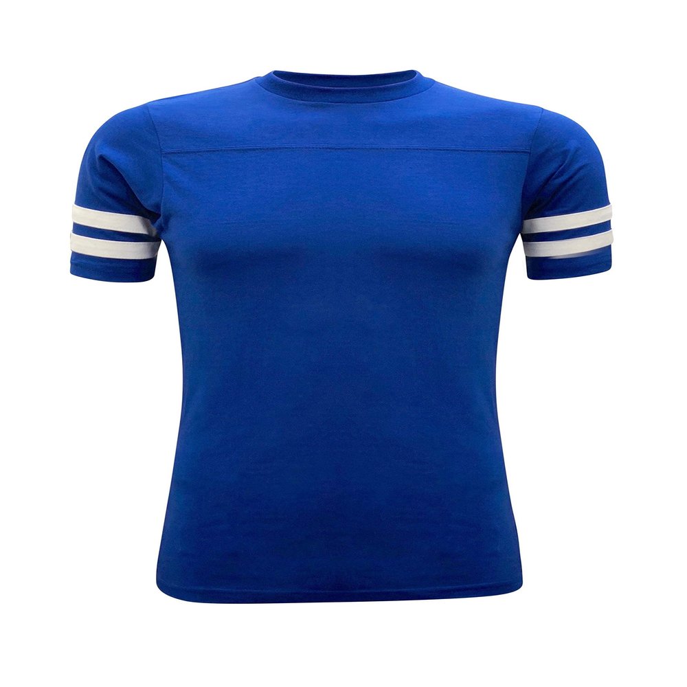 ILTEX Adult & Kids Sportswear Athlete Jersey | Crew Neck and Short Sleeve Stripes T-Shirt | Two Contrast Colors Stripes with Pure Cotton and Polyester (Royal Blue,2T)