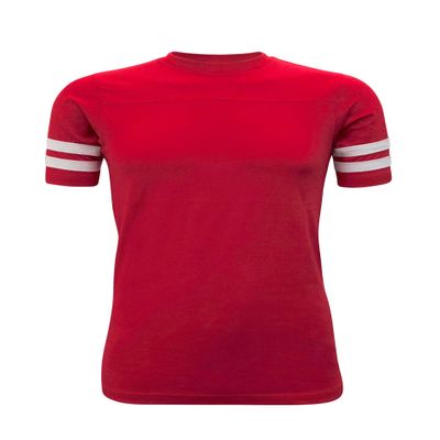 ILTEX Adult & Kids Sportswear Athlete Jersey | Crew Neck and Short Sleeve Stripes T-Shirt | Two Contrast Colors Stripes with Pure Cotton and Polyester (Red, 6 Month)