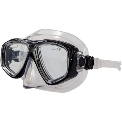 AKONA Vieux Two Lens Mask for Diving and Snorkeling: Specifically Designed for Women and Youth or Adults with Narrow Faces - Black