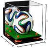 Better Display Cases Acrylic Mini - Miniature (not Full Size) Soccer Ball Display Case with Mirror Case, Orange Risers, Wall Mount and Turf Base (B03/A015) view 2