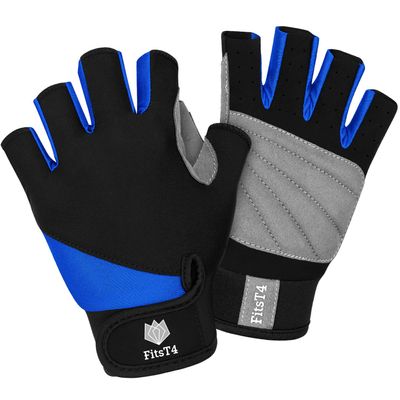 FitsT4 Sports Half Finger Padded Palm Gloves for Diving, Sailing, Jet Skiing, Stand-UP Boarding, Kayaking and Water Skiing, Suitable for Men&Women&Youth Blue L