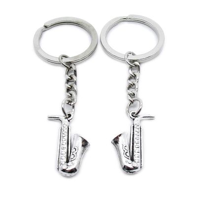 20 Items Metal Keychain Keyring Key Tags Chains Rings Jewelry Bag Charms MX2G3 Saxophone