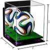 Better Display Cases Acrylic Mini - Miniature (not Full Size) Soccer Ball Display Case with Mirror Case, Purple Risers, Wall Mount and Turf Base (B03/A015) view 2
