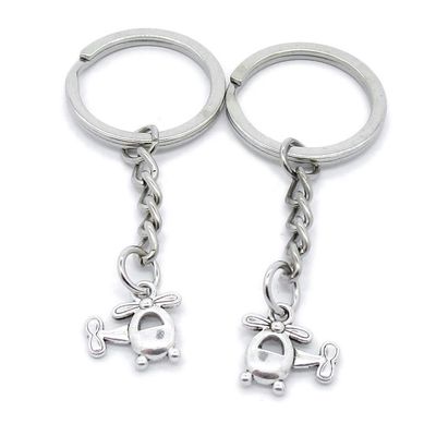 1 Item Metal Keychain Keyring Key Tags Chains Rings Jewelry Bag Charms XG4C8 Helicopter