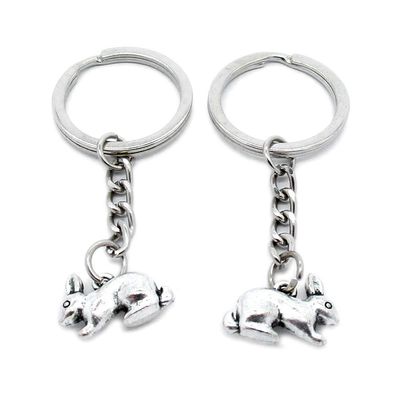 20 Items Metal Keychain Keyring Key Tags Chains Rings Jewelry Bag Charms O7YV2 Rabbit Hare