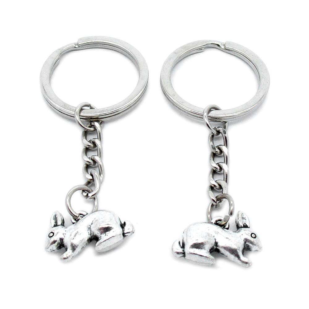 20 Items Metal Keychain Keyring Key Tags Chains Rings Jewelry Bag Charms O7YV2 Rabbit Hare
