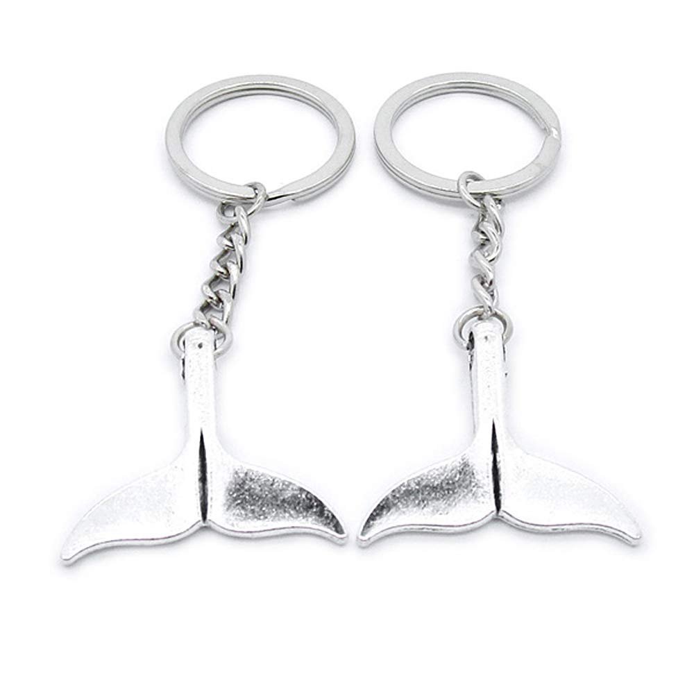 1 Item Metal Keychain Keyring Key Tags Chains Rings Jewelry Bag Charms WY2M7 Fish Whale Tail
