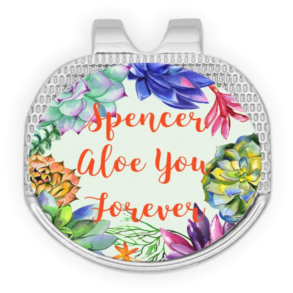 YouCustomizeIt Personalized Succulents Golf Ball Marker - Hat Clip - Silver