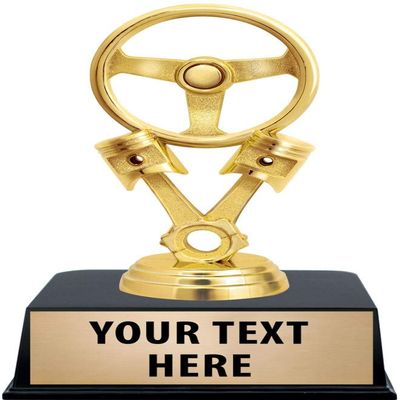 Crown Awards Steering Wheel Trophies with Custom Engraving, 6" Personalized Driving Trophy On Black Base 10 Pack
