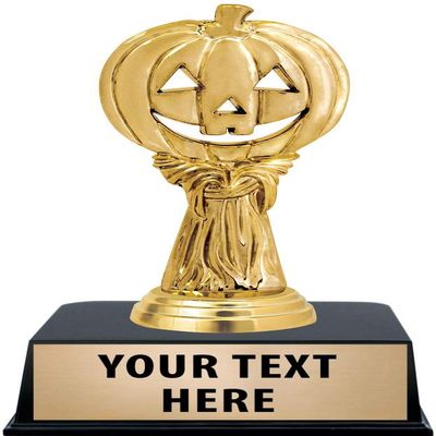 Crown Awards Halloween Trophies with Custom Engraving, 6" Personalized Pumpkin Harvest Trophy On Black Base 10 Pack