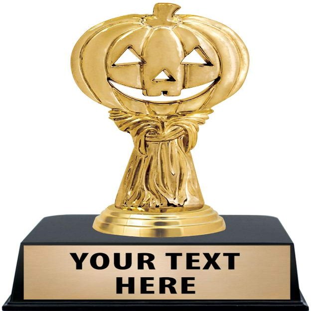 Crown Awards Halloween Trophies with Custom Engraving, 6" Personalized Pumpkin Harvest Trophy On Black Base 10 Pack