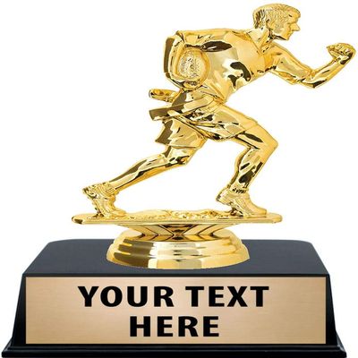 Crown Awards Flag Football Trophies with Custom Engraving, 6" Personalized Male Flag Football Trophy On Black Base 50 Pack Prime
