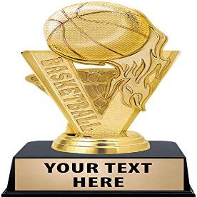 Crown Awards Basketball Trophies with Custom Engraving, 6" Personalized Gold Basketball Fireball Trophy On Black Base 10 Pack