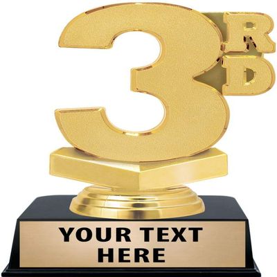 Crown Awards 3rd Place Trophies with Custom Engraving, 6" Personalized Third Place Award Trophy On Black Base 10 Pack