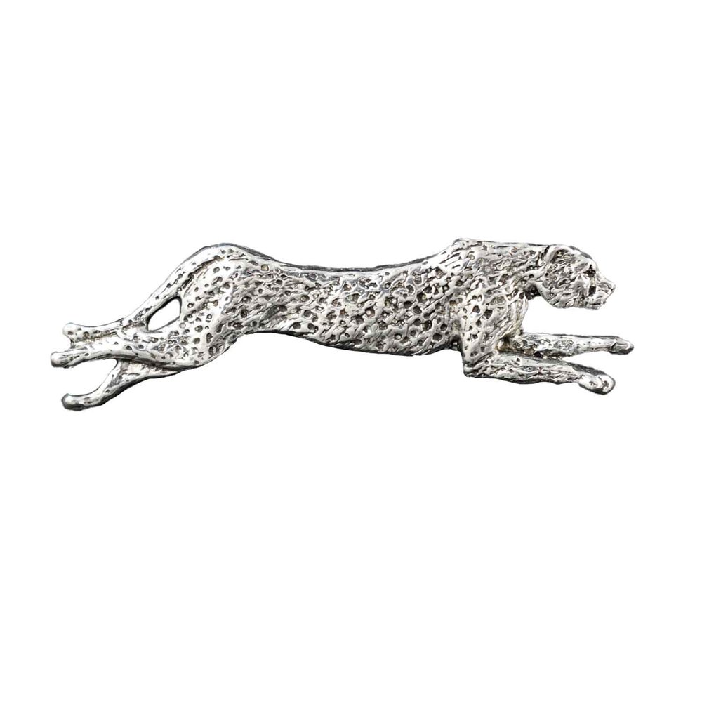Running Cheetah Pin, Very Large, Pewter, M116, 2 Inches, Handmade in The USA, Realistic, Big Cat, African, Safari, Hat Pin, Lapel Pins, Brooch, Gift, Over 3100 Wildlife Designs.