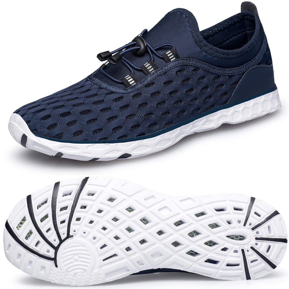 DOUSSPRT Women's Water Shoes Quick Drying Sports Aqua Shoes BlueWhite Size 5.5