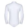 YEAHDOR Men's Long Sleeve Zipper Front Romper Dance Shirt One-piece Bowtie Leotard White Medium view 2