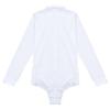 YEAHDOR Men's Long Sleeve Zipper Front Romper Dance Shirt One-piece Bowtie Leotard White Medium view 4