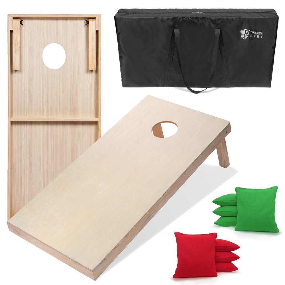 Tailgating Pros Premium Cornhole Game - Regulation or Tailgating Size Corn Hole Boards w/Corn Filled Bean Bags & Optional LED Lights