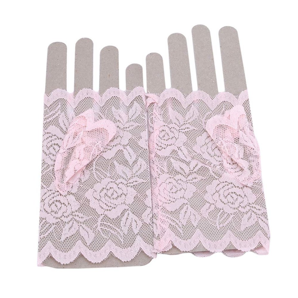 GOMYIE Womens Sunblock Fingerless Gloves Summer Uv Protection Driving Cotton Gloves(pink)